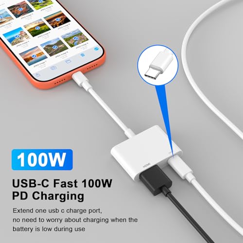 Image of [MFi Certified] Apple USB C to HDMI Adapter for iPhone 17 to TV,4K Type C Digital AV Adapter Sync Screen Connector with 100W Fast Charging Port for iPhone 17 /15 /16 Series MacBook Pro Air iPad Pro