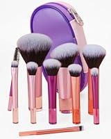 10 Pcs Mini Makeup Brush Travel Size Set With Brush Pouch, Portable Small Full Complete Function Cosmetic Brushes Kit for Women and Girls On the Go (Colorful)