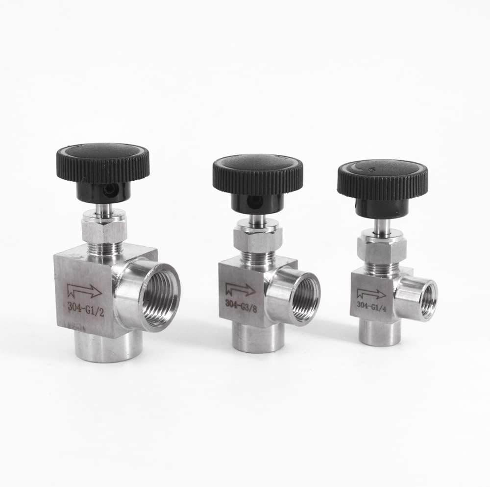 1/8" 1/4" 3/8" 1/2" BSP NPT Female Elbow 90 Degree Angle Needle Valve Crane Elbow 304 Stainless Steel Flow Control Water Gas Oil (Size : 1/2", Color: BSP)
