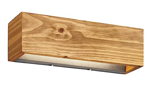 Trio Leuchten LED Wandleuchte Brad 223790130, Metall Nickel antik, Holz, inkl. 13.5 Watt LED, Switch Dimmer, Braun