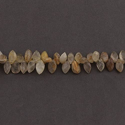 Rutile Doré Facetté en Marquise LKBEADS SB1646 Perles de Quartz de 11x7mm à 14x8mm pour Bijoux