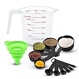 Cucharas Medidoras y Tazas Medidoras, 13 Pcs, Juego de Tazas y Cucharas Medidoras con Mangos, Apilables, Herramientas de...