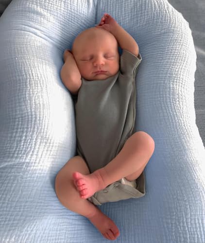 Image of guruixu Muslin Baby Lounger Cover 2 Pack, 100% Cotton Infant Lounger Cover, Soft & Breathable Replacement Slipcover, Compatible with Snuggle Me Newborn Lounger (Navy,Lightblue)