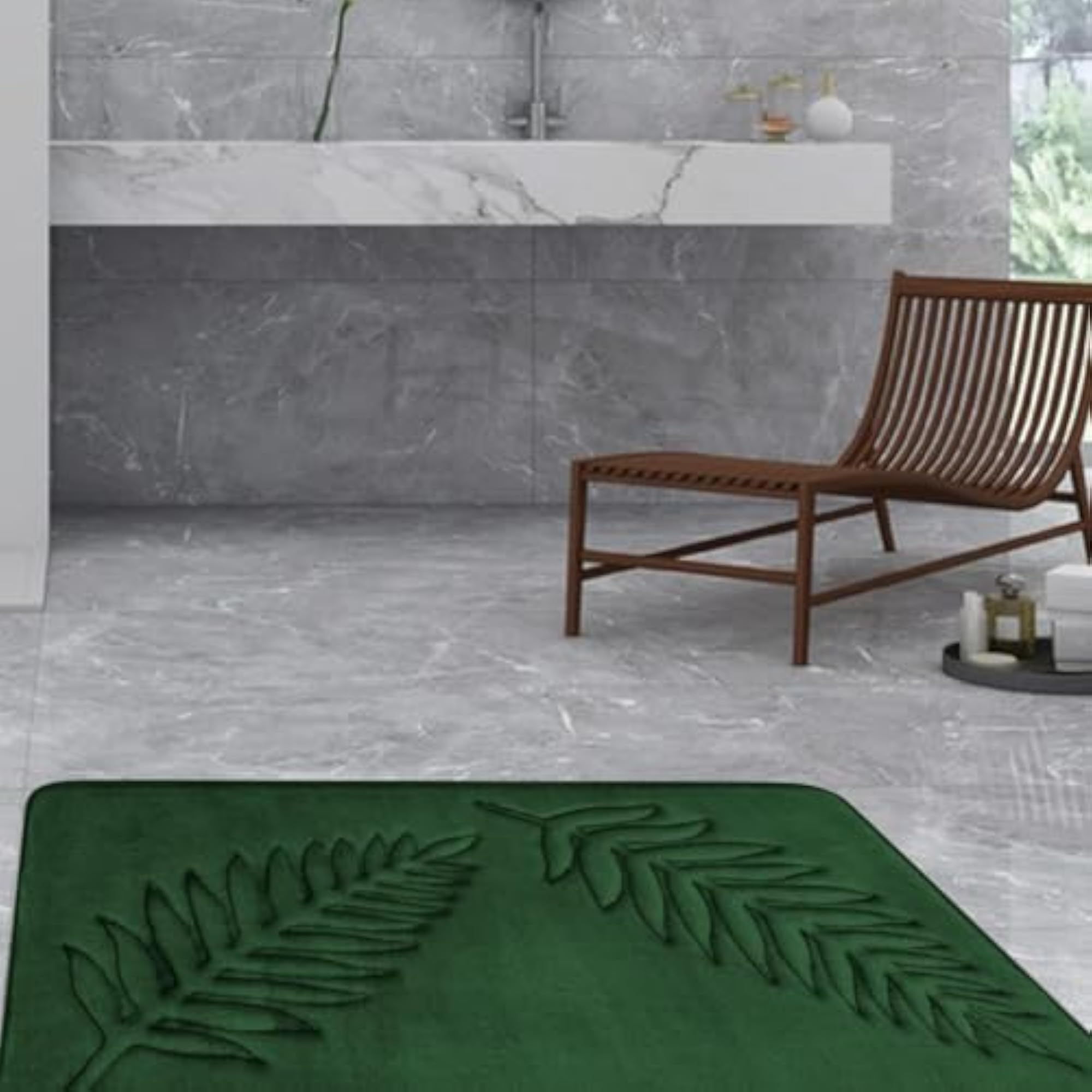 Bathroom Floor Mat Shower Quick Dry Mat, Green