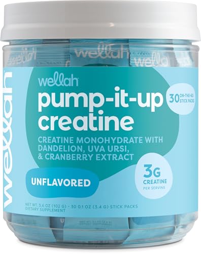 Image of Wellah Creatine for Women (Unflavored) 30 Stick Packs - 3g of Creatine Monohydrate with Dandelion, Uva Ursi, & Cranberry Extract, to-Go Packets