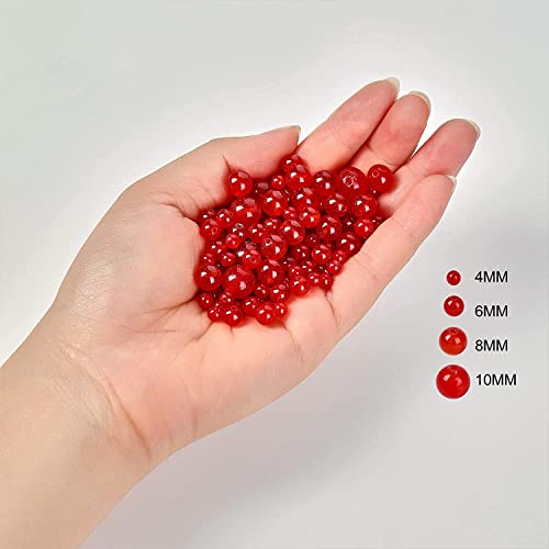 Image of 51pcs Red Round Carnelian Gemstone Beads 6 MM