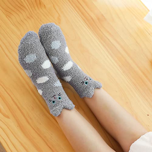 Image of Toes Home Fuzzy Socks for Women, 6 Pairs Cozy Winter Fluffy Slipper Socks