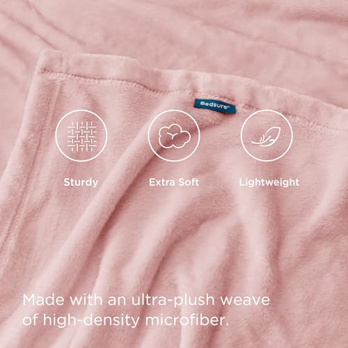 Image of Bedsure GentleSoft Pink Throw Blanket for Couch - 300GSM Soft Cozy Fleece Blankets for Home Decor Gifts, 50x60 Inches