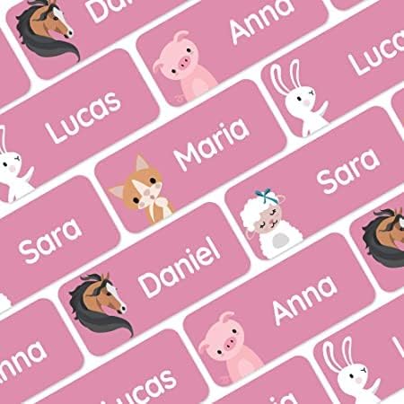 My Nametags® 56 Personalised Stickers - Name Labels for Clothes, Shoes, Stationery | Waterproof Stickers Perfect for Children, School, Kindergarten or Nursery - Forest Animals Stickers - Green