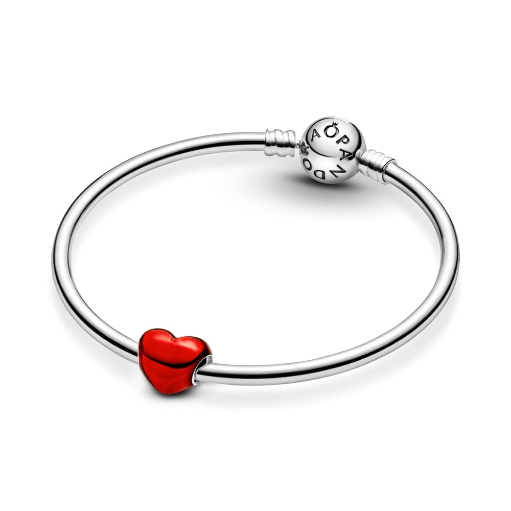 PANDORA Moments 793337C02 zawieszka w kształcie serca, kolor czerwony, metaliczny, ze srebra wysokiej próby, kompatybilna z bransoletkami Moments, jeden rozmiar, Srebro szterlingowe, Bez kamieni
