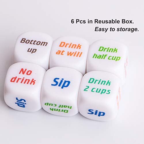 Kootiko 6 Pcs Drinking Dice Rolling Decider Bachelorette Game, Drunk Frenzy Party Family Friends Gathering Adult Favor Games #TOP1