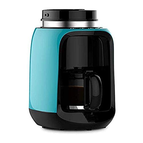 CNNKWXTW Bean to Cup Coffee Machine, Filter Coffee Maker 6 Cup Mini Travel Coffee Maker with Coffee Grinder and Glass Carafe Permanent Reusable Filter Anti-Drip System, 600W(Color