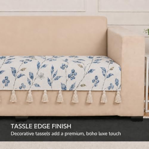 Image of STITCHNEST 'Eden Weaves Collection Series' 2 Seater Sofa Cover| Elegant Woven Fabric, Decorative Tassels, Washable & Durable for Modern Living
