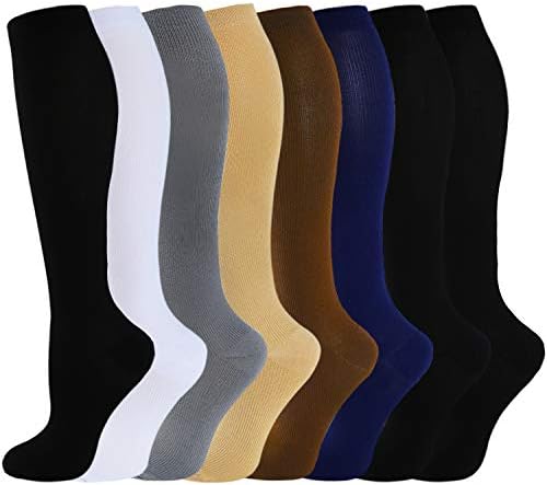 Aoliks6 Pairs Compression Socks for Women and Men, 15-20 mmHg Support Knee High Socks for Nurses,Athletic,Flying