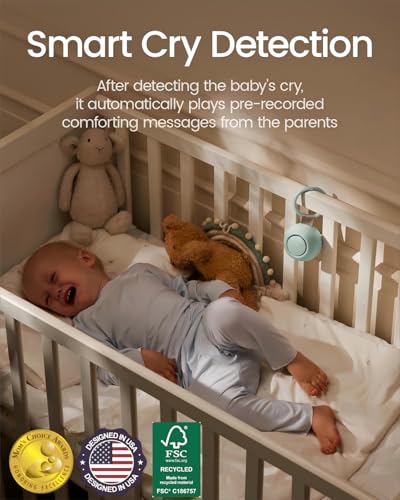 Image of CHICWAY Portable Sound Machine with AI Cry Detection for Baby Adult, Green | 2026 Mom's Choice Awards, 18 Soothing Sound, Bluetooth Rechargeable White Noise Machine for Home Office, Nursery Light
