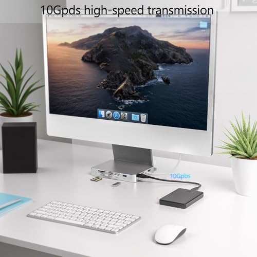 Image of USB C Hub for iMac 24 inch 2021 /2023 /2024, 8 in 1 iMac USB Hub with M.2 SSD Expansion (SSD Not Included)，with USB A /C 3.2 10Gbps, SD /TF, HDMI iMacM1 M3 M4 Dock Accessories