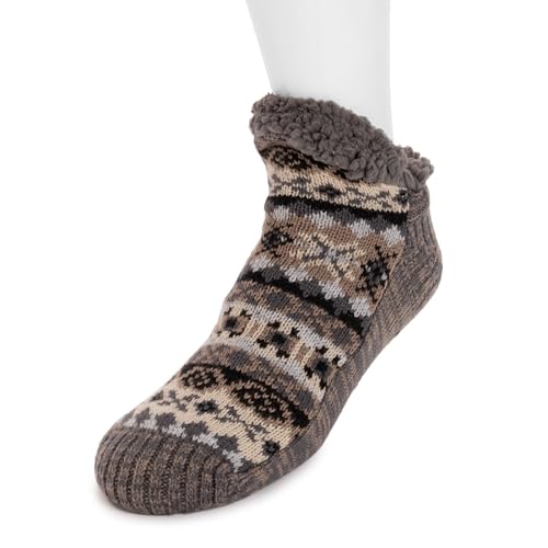 MUK LUKS Mens Ankle Cabin Sox Grey L/XL