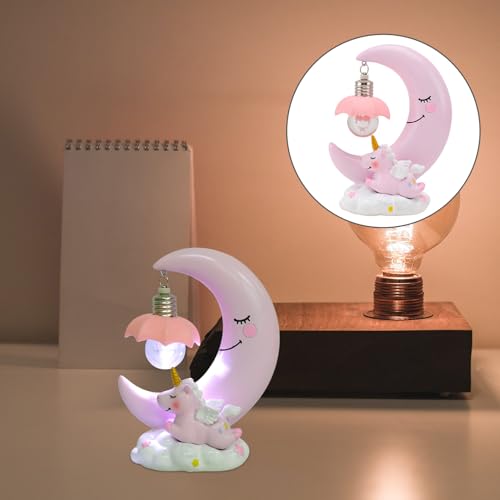 Lámpara de mesa decorativa luna de resina para dormitorio miniatura 7