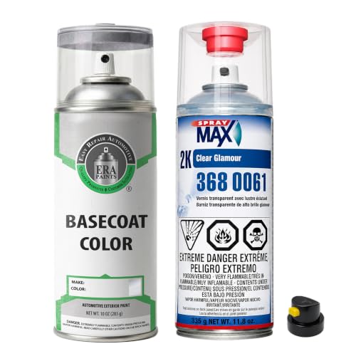 ERA Paints - WA220C - Light Sandrift Metallic for CADILLAC Exact OEM Color Match Automotive Touch Up Paint for Cars - Spray Paint with Premium Spray Nozzle - Essential Kit w/ 2K 3680061 Clearcoat - Made in USA