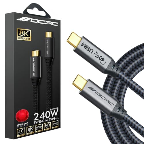 Image of OCPC USB C to USB C Cable Fast Charging (0.9ft /0.3m) 40 GBPS USB 4 Cable PD 240W Type C to Type C Cord 8K@60Hz Video， Fast Charging Cable Compatible with Computers, MacBook and iPhone15 Type-C