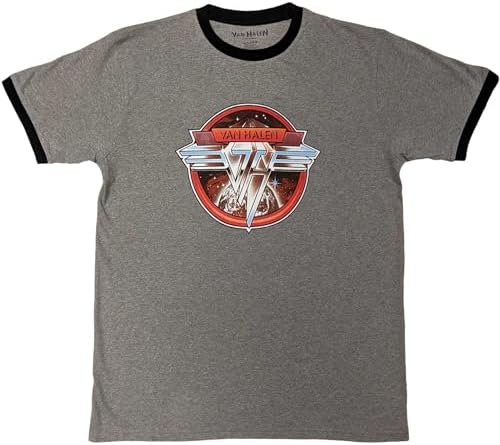 Van Halen Ringer Camiseta Circle Band Logo Nue Oficial Unisex Gri...