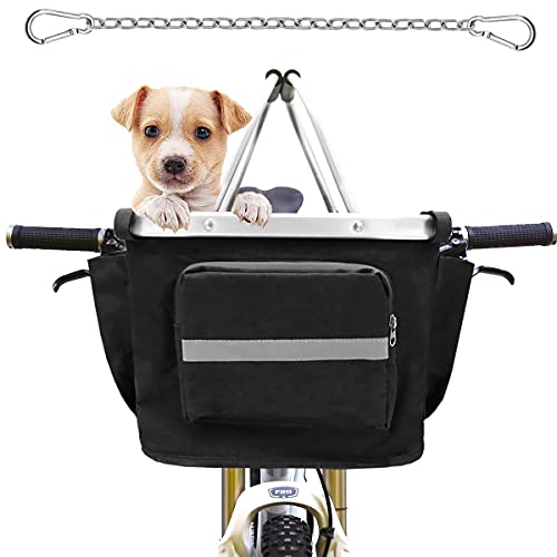 MATTISAM Bike Basket Front Handlebar, Quick Release Bicycle Basket Multi-Purpose Detachable Folding Small Pet Carrier…