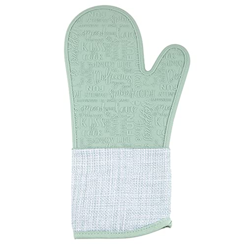 Kasituny Cozinhar mitt escondido projeto de suspensão isolado luva fácil de limpar silicone Verde