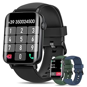 2022 Smartwatch Herren mit Telefonfunktion, SWGOTA 1,7 Zoll HD Touchscreen Armbanduhr mit Pulsuhr SpO2 Schlafmonitor IP68 Sportuhr Fitness Tracker Schrittzähler Kalorien Android iOS Schwarz (3 Bänder)