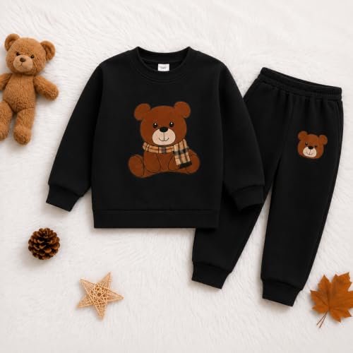 Image of Kids Winter Teddy Fleece Sweatshirt & Jogger Set for Kids Boys Girls