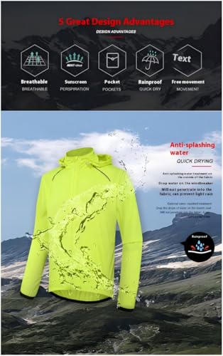 Chaqueta rompeviento para ciclismo hombre amarillo fluorescente miniatura 3