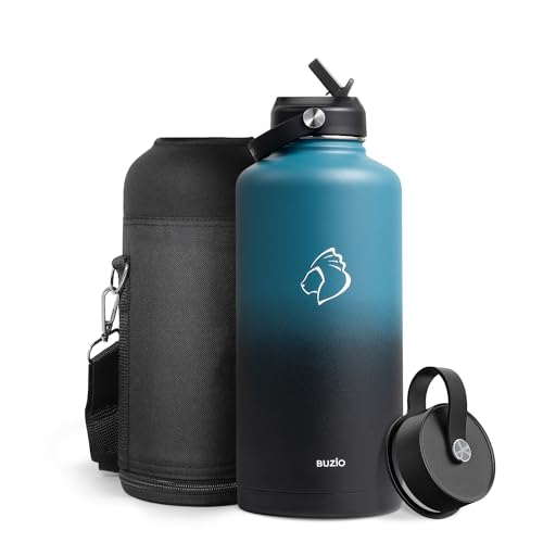 Half Gallon Stainless Steel Water Bottle with Straw Lid and Flex Cap, 87oz Modern Double Vacuum Stainless Steel Water Flask, Cold for 48 Hrs Hot for 24 Hrs Simple Thermo Canteen Mug,Indigo Crush 2 41CvS XMG L