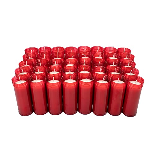 Caja 40 Velones Liturgicos Rojos Grandes 16x6cm Cera de Parafina