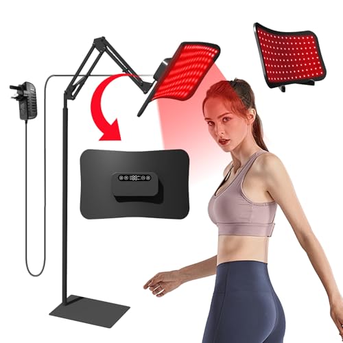 Red Light Therapy Panel with 2-in-1 Removable Floor Stand & Desk Base, 660nm Red & 850nm Near-IR, Home Body Device + Safety Goggles