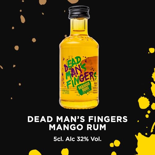 Dead Mans Fingers Rum Gift Set - Spiced, Mango Flavoured, Mini Alcohol Bottles x2 5cl and Skull Glass - Rum Miniatures Birthday Gifts for Men, Dad Gifts, Boyfriend, Valentines Day - 4