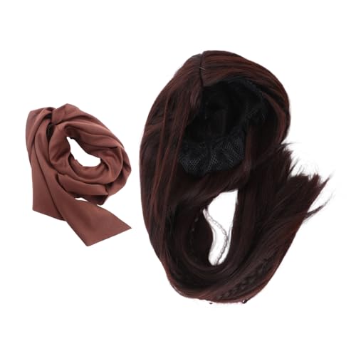 Genérico Peluca Marrón Transpirable con Pañuelo para Halloween Accesorio para Disfraces De Y Cosplay para Fiestas Temáticas rol