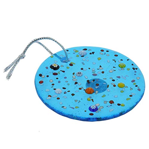 Glassofvenice Murano Glass Circle Christmas Ornament - Aqua #TOP1