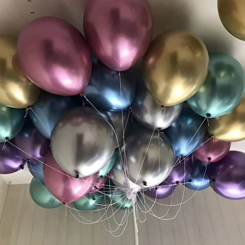 Image of Voircoloria 105pcs Metallic Balloons 12inch Chrome Party Balloons for Boys Girls Birthday Baby Shower Gender Reveal Wedding Decorations