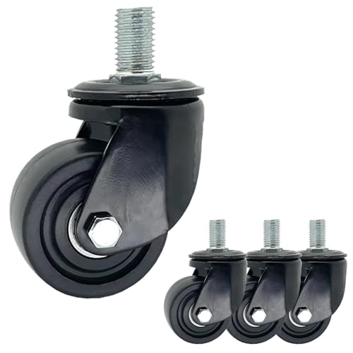 Aenmezen M20 ネジ付き ステム キャスター 荷重900 kg 3インチ スイベル ホイール ブレーキ付き 耐摩耗 ナイロン 車輪 4個セット 物流機器 医療設備 に適用(Swivel,M20*30mm)