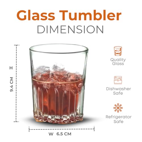 Image of Yera Classic Tumbler Set of 6, 250 ml Each | Transparent | Hot & Cold Drinks, Juice, Cocktail, Milkshake, Smoothie | Ideal for Home, Party, Restaurant, Gifting | Special Occasions