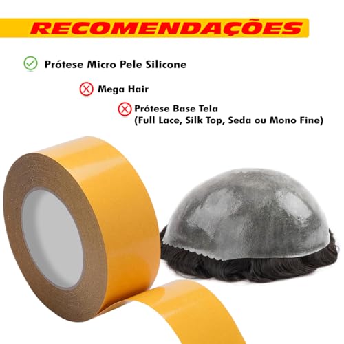 Fita Gold 2,5cm x 5mts Protese Capilar Dupla Face Peruca Transparente Adesiva Prova Dagua Amarela Nã