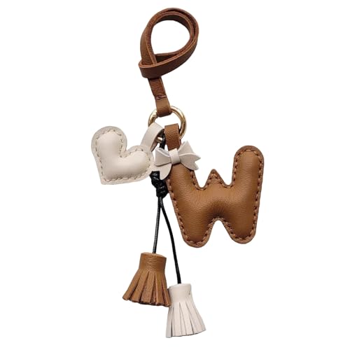 CAZOYIN Custom Leather Bag Charms Initial Letter Purse Charm Bow Tassel Keychain Personalized Handbag Backpack Pendant Accessories Gifts for Women