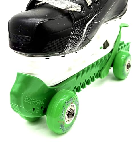 RollerGard Kufenschoner mit Rollen - Kufenschoner für Eishockey- & Schlittschuhe, Eishockeyschlittschuh-Schutz, Kufenzubehör, One Size, grün