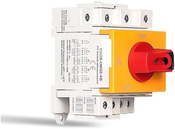 Solar PV DC Isolator Switch 4P 32A 1000V Rotating Handle Disconnector for Solar EKD6-DB32-4S