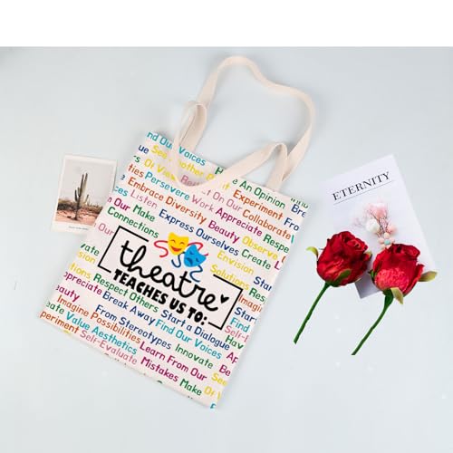 JYTAPP Drama Theater Gift Theatre Life Gift Theatre Teaches Us Canvas Tote Bag Musical Lover Gift Theatre Actor Actress Gift4