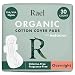 Rael Certified Organic Cotton Menstrual Overnight Pads, Thin Natural Sanitary Napkins with Wings (24 Total), Pack of 3