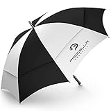 Procella 62 Inch Golf Umbrella Extra Large Automatic Open Windproof Waterproof Double Canopy Oversize Vented Stick Umbrellas for Rain - Best Golf Gifts for Men and Women