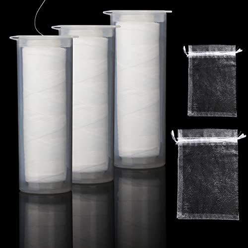 Dovesun Fishing Bait Elastic Thread | Bait Bag Kit, Invisible Fishing String Live Bait Bags Length 6in / 3.3in Fishing Lure Saver Kit for Catfish Stretchy Fishing line 3Pcs 0.25mm 328ft