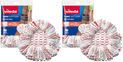 Vileda Recharge Turbo 3en1 avec Pad Central pour 40% de Puissance de Nettoyage en Plus 1 Unité (Lot de 2) Violet/Blanc/Rouge