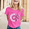 Funny T Shirts Women's Fashion Printed Short Sleeve T-Shirt Top with Round Neck Design for Casual Comfort Gym T Shirts for Women Oversized Women Womens (S) Pink #2