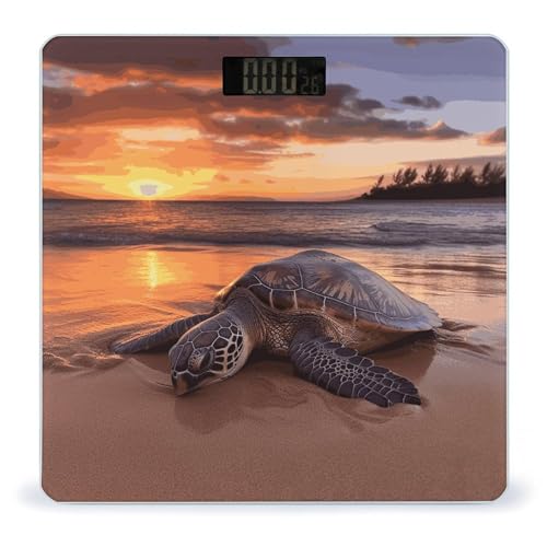 Balanza digital de baño Sea Turtle Sunset con plataforma amplia miniatura 1